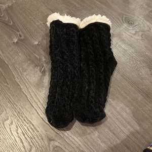 Fluffy thick black socks